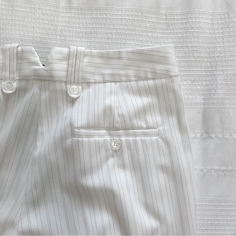 SISLEY WHITE GREY STRIPED STRAIGHT LEG MID RISE FORMAL TROUSER PANTS - S - Picture 10 of 10
